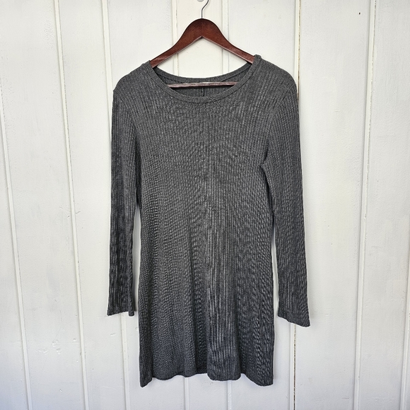 Reformation Dresses & Skirts - Reformation Jeans Gray Ribbed Long sleeve Boatneck Mini Dress sz M